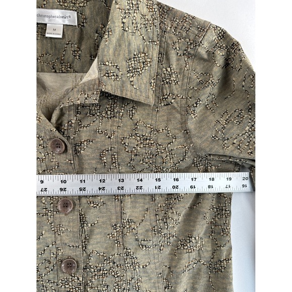 Christopher Banks Women's Textured Floral Button Up Jacket Size Medium Slimming - Picture 12 of 16